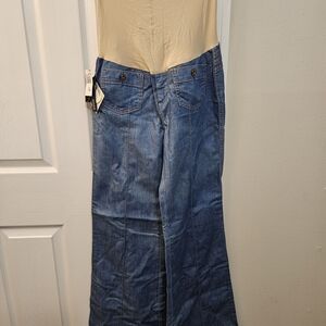 Blue Denim Maternity Flared Jeans